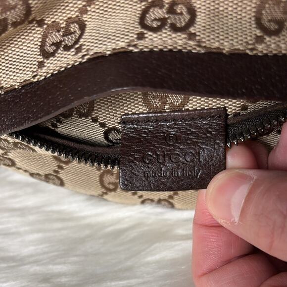 Gucci GG Pattern Waist Pouch Sherry Line web GG Brown Canvas Bag - Picture 8 of 9
